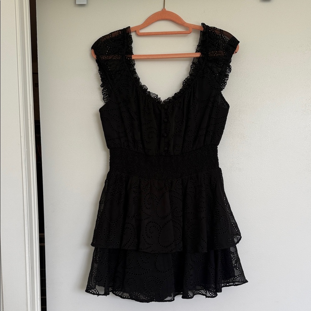 Alice + Olivia Black Lace Mini Dress